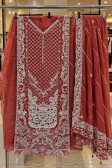 1467 Pakistani Unstitched Party Wear - Terracotta