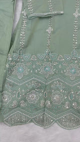 1428 Heavy Pakistani Partywear - Greyish Olive