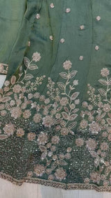 1525 Pakistani Heavy Partywear - Mehendi Green