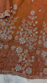 1525 Pakistani Heavy Partywear - Rusty Orange