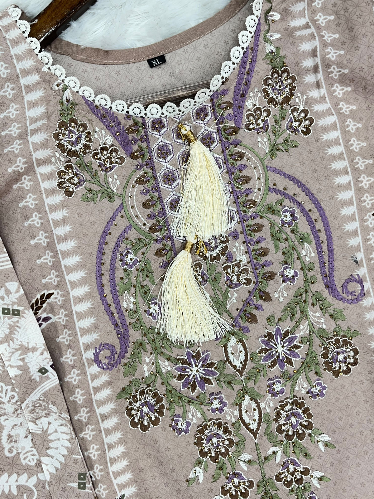 1449 Pakistani Embroidered Suit - Dusty Mushroom