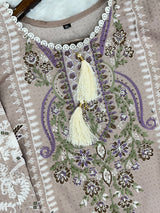 1449 Pakistani Embroidered Suit - Dusty Mushroom
