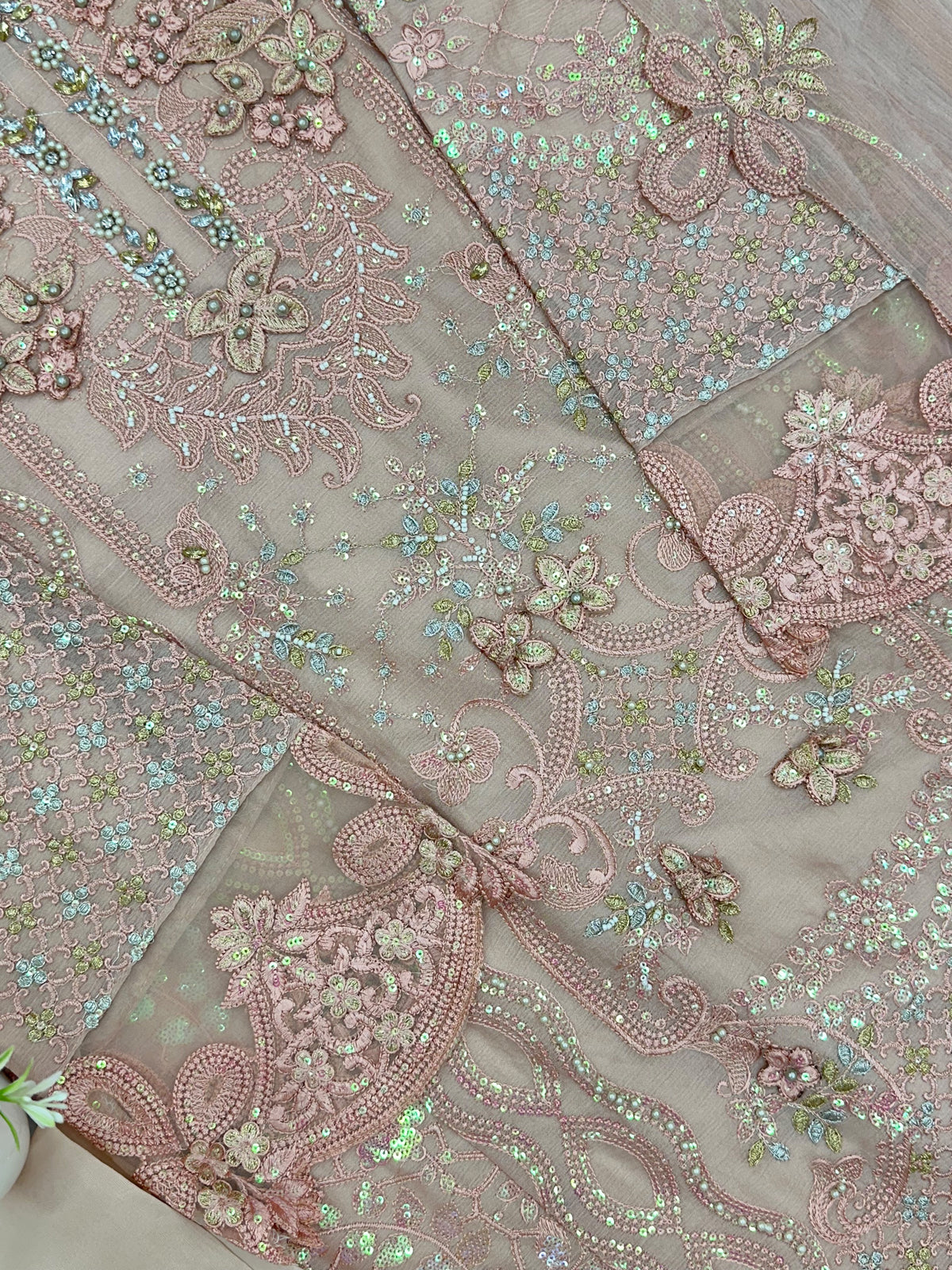 1433 Heavy Pakistani Partywear -  Nude Pink