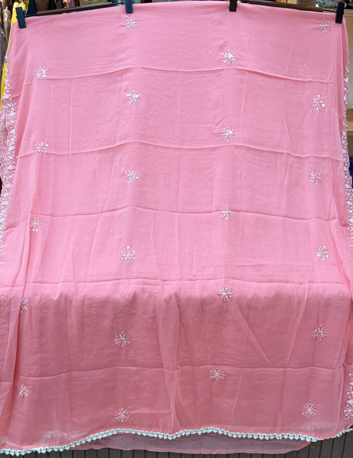 1452 Pakistani Unstitched Partywear - Pink