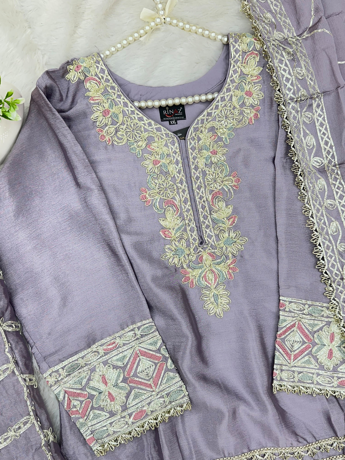 1435 Heavy Pakistani Partywear - Greyish Purple