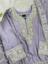 1435 Heavy Pakistani Partywear - Greyish Purple