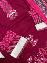 1451 Pakistani Embroidered Suit - Wine Red