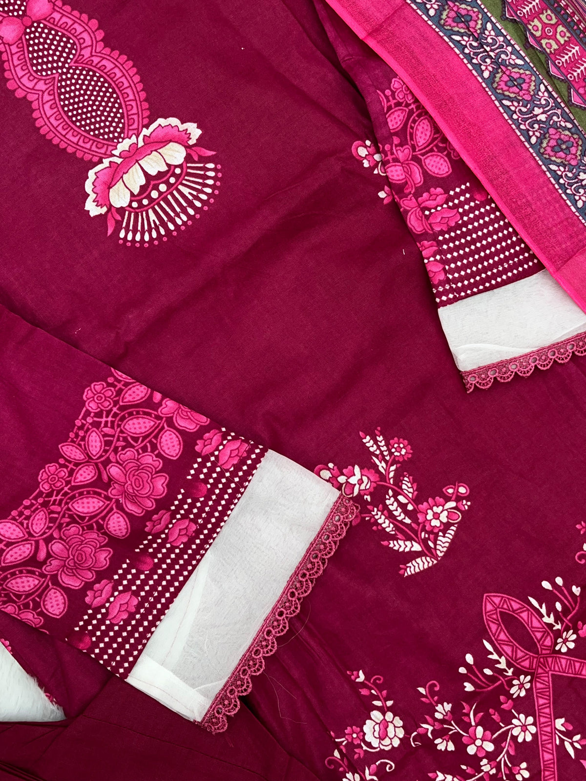 1451 Pakistani Embroidered Suit - Wine Red