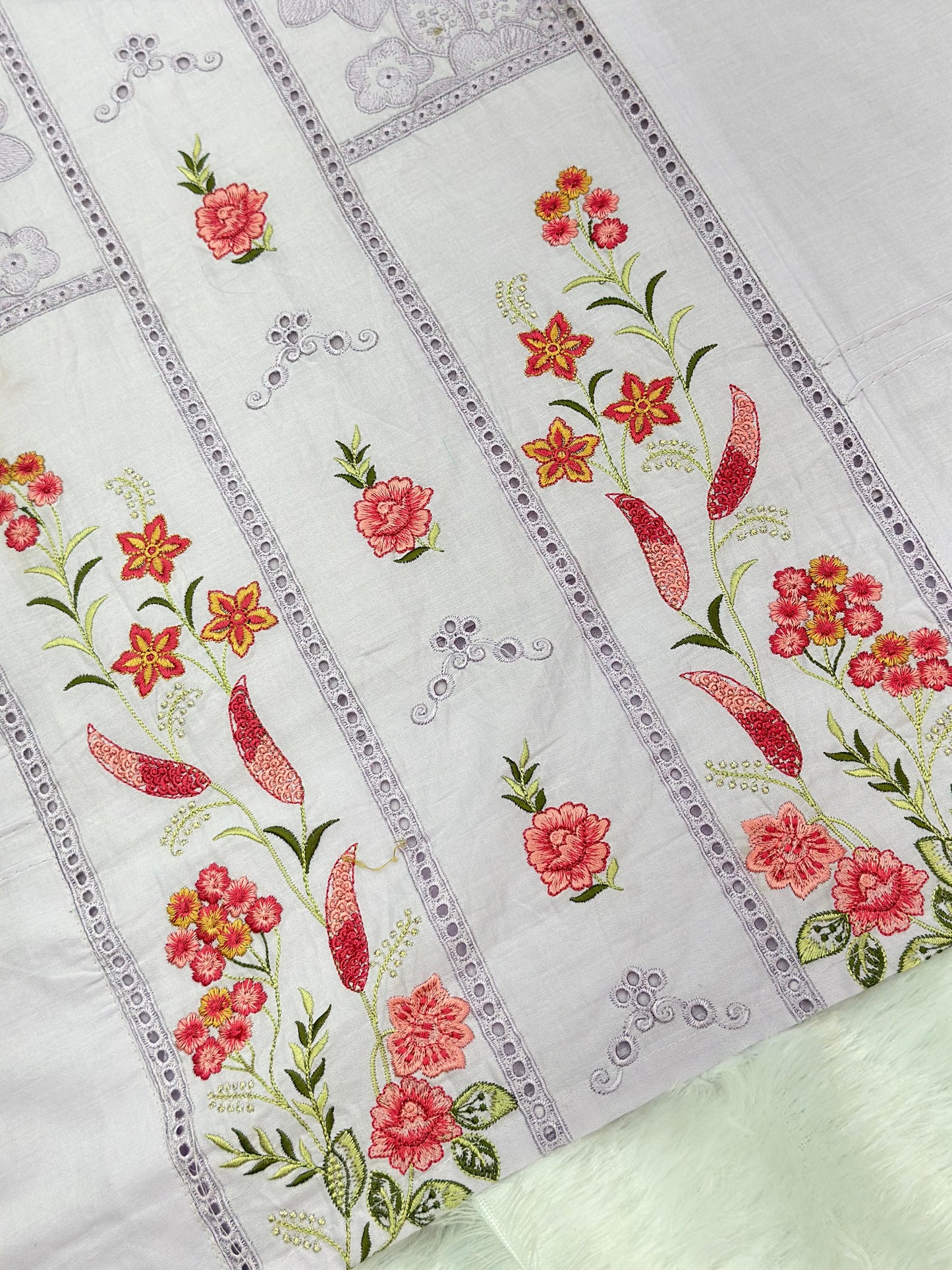 660 Premium Pakistani Lawn Cordset Set - Ash Lilac