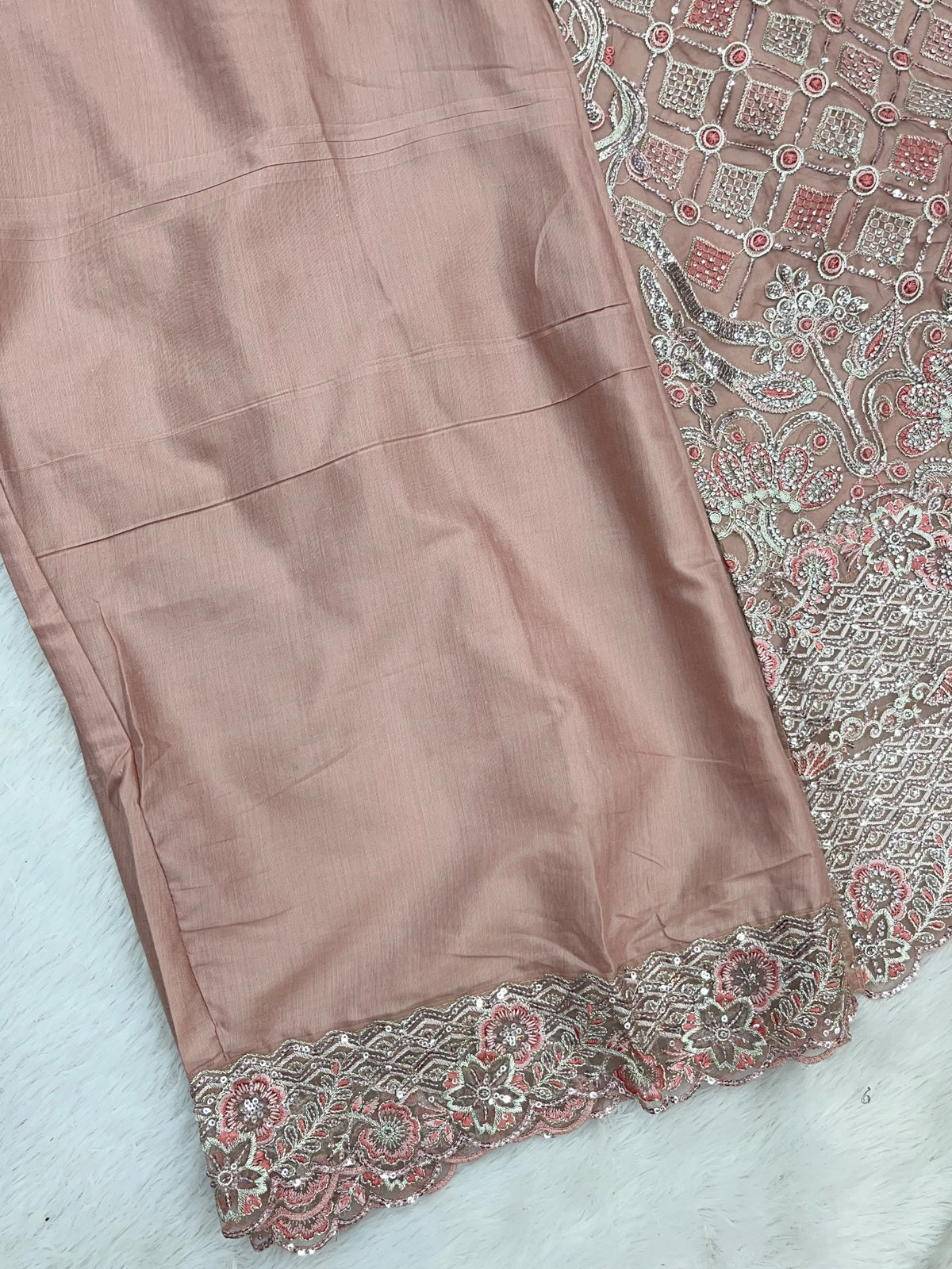 1430 Heavy Pakistani Partywear - Peachy Pink