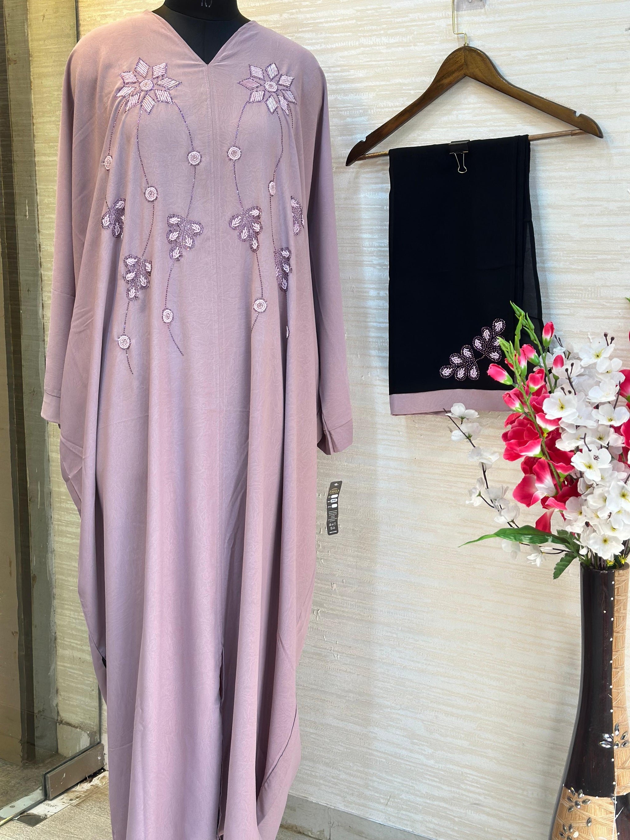 1116 The Premium Abaya - Lavender Gray