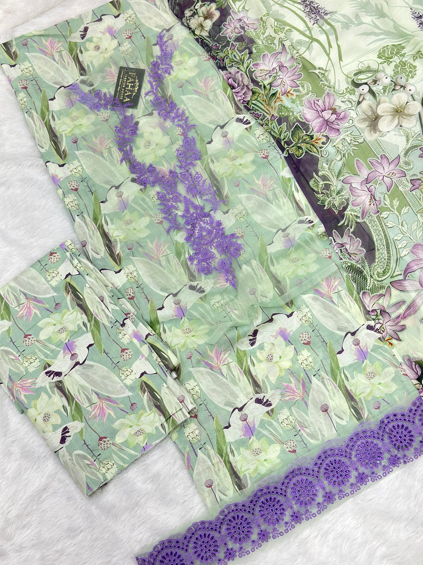 885 Unstitched OG Jade Jasmine 3pc lawn suit