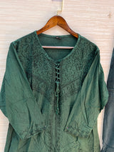 1100 Kashmiri Embroidered Coord Set - Bottle Green