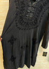 1205 Kashmiri Embroidered Coord Set - Washed Black