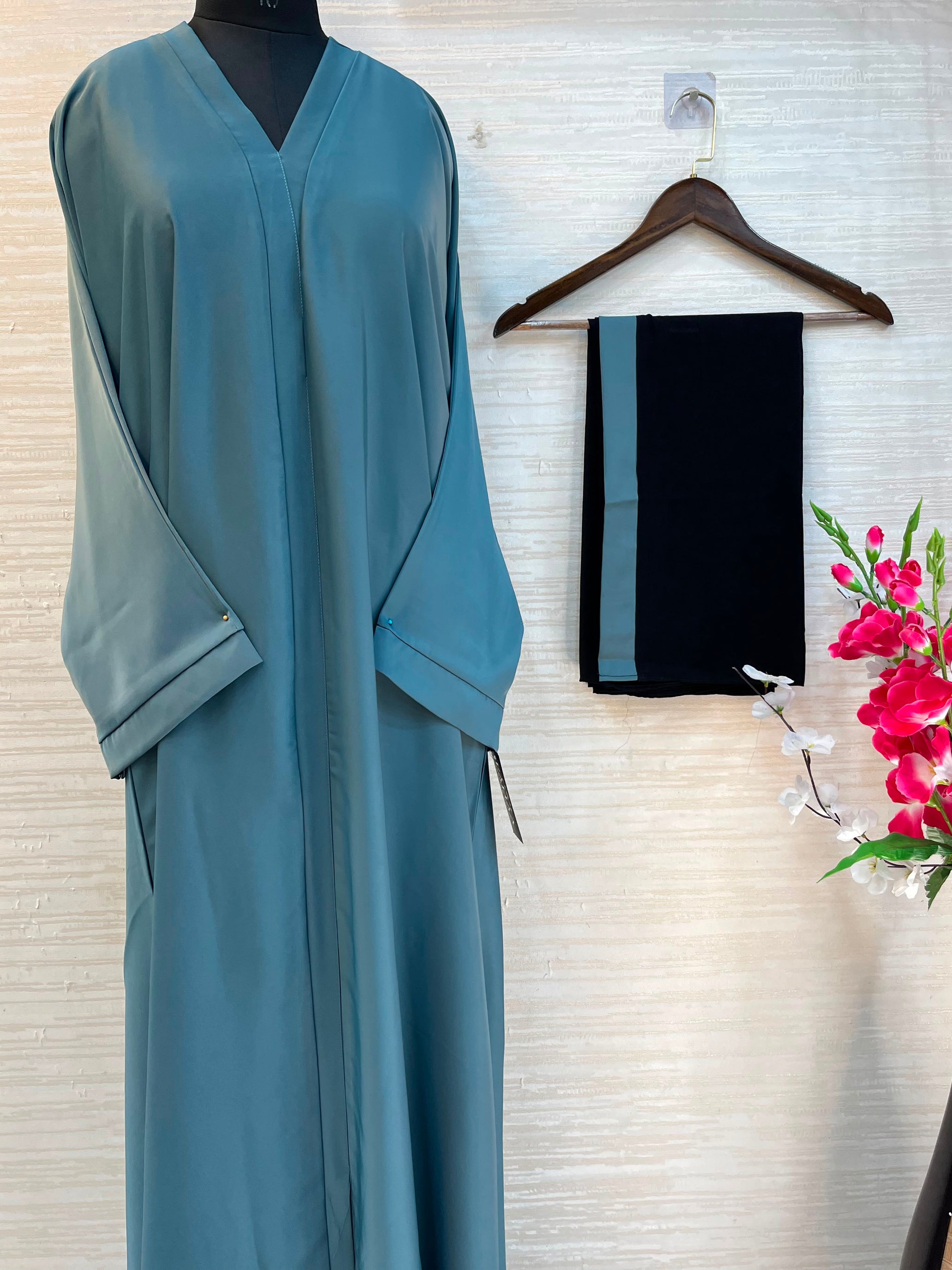 1112 The Premium Abaya - Teal Blue