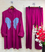 1190 Butterfly Linen Coord-Set - Magenta