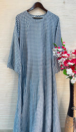 1209 Korean Gingham Gown - Denim Blue