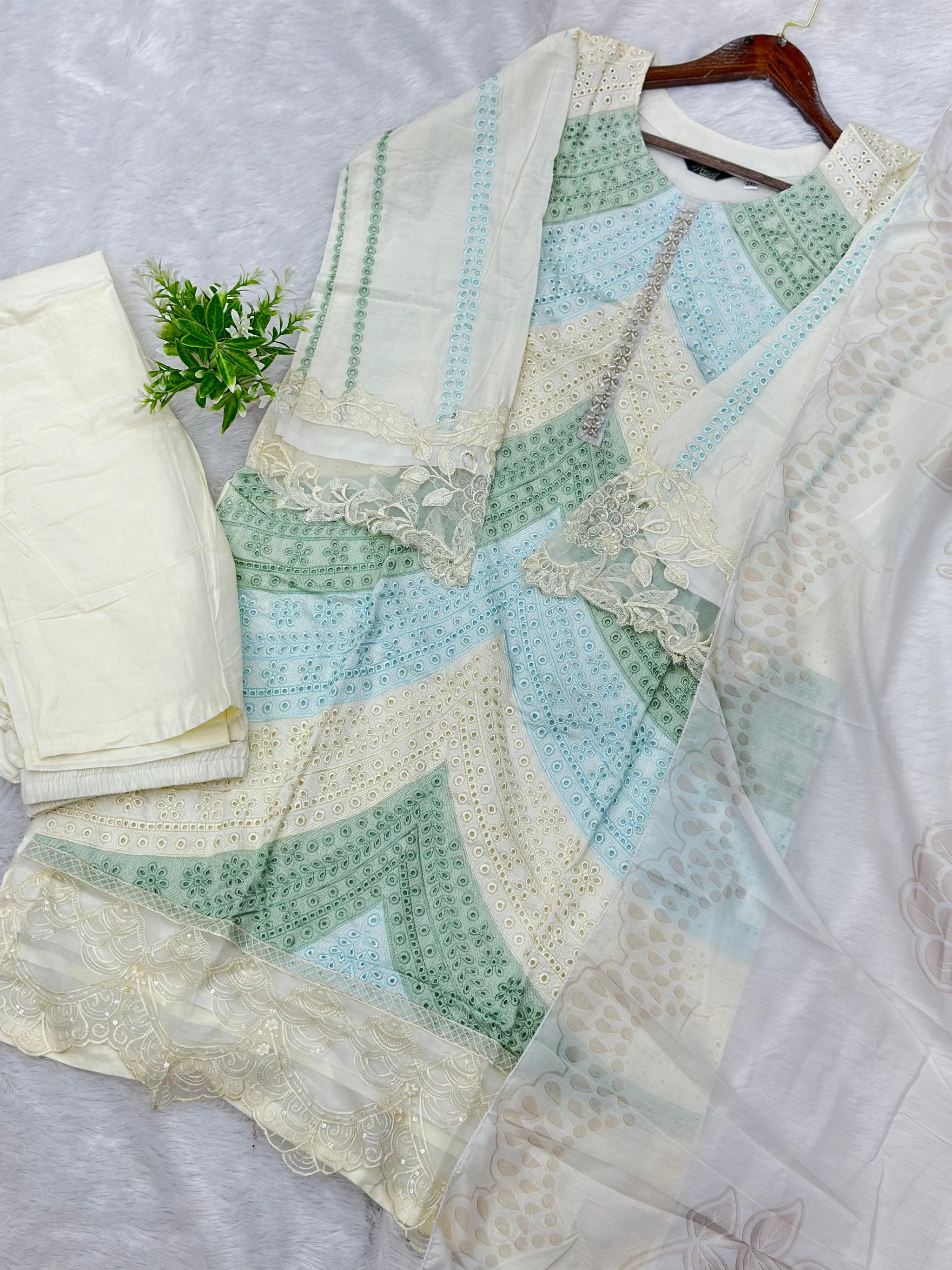 753 Readymade Pakistani Heavy Chikankari Suit