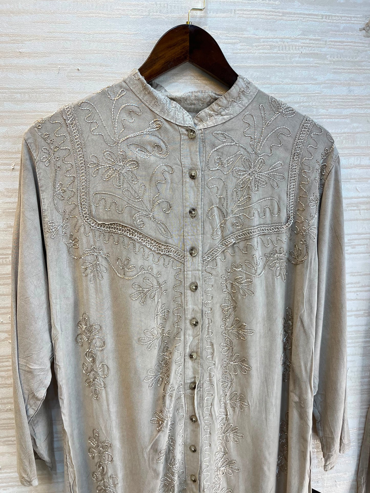 1205 Kashmiri Embroidered Coord Set - Ash Grey