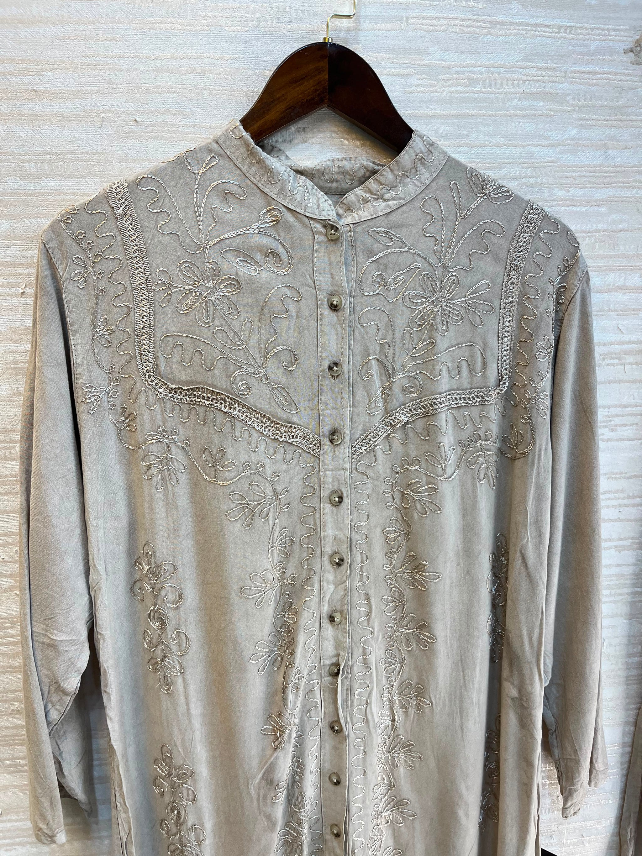 1205 Kashmiri Embroidered Coord Set - Ash Grey