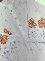 659 Premium Pakistani Lawn Cordset Set - Ash Lilac