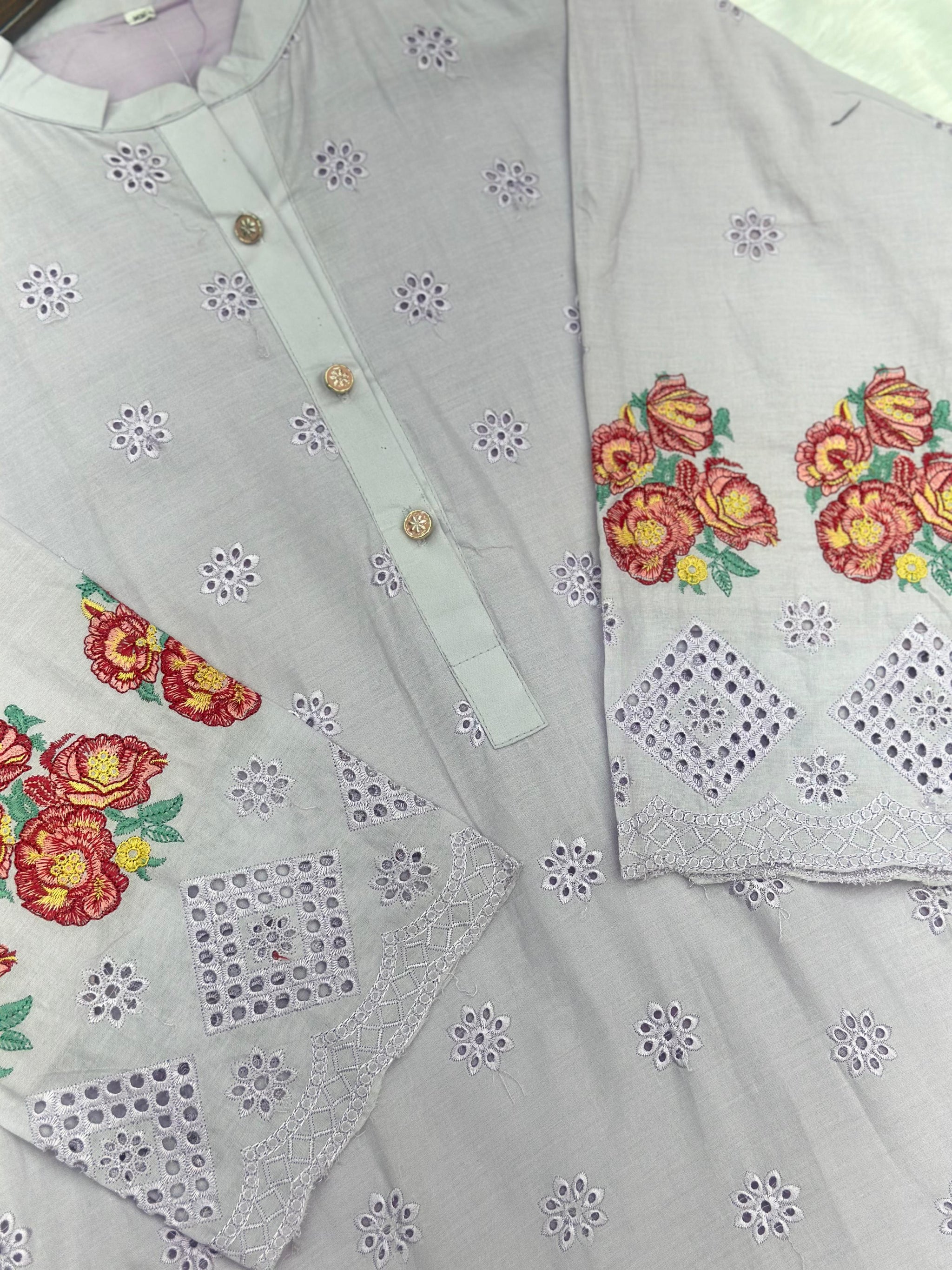 659 Premium Pakistani Lawn Cordset Set - Ash Lilac