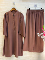 1062 Modest Mandarin Coord Set - Mocha Brown