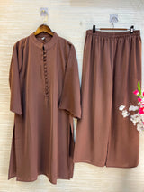 1062 Modest Mandarin Coord Set - Mocha Brown