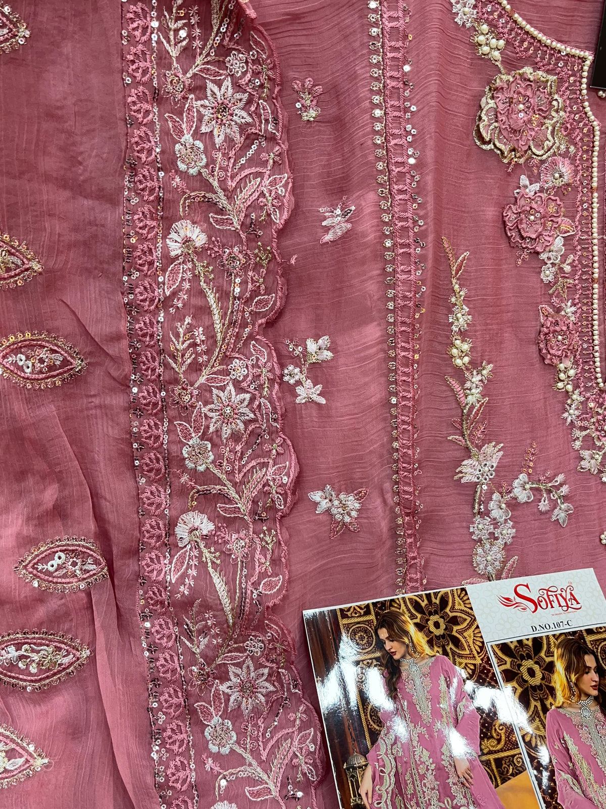 1446 Pakistani Unstitched Partywear - Dusty Muave