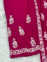 666 Lucknowi Palazzo Set - Dark Pink