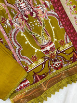 1449 Pakistani Embroidered Suit - Mehndi Green