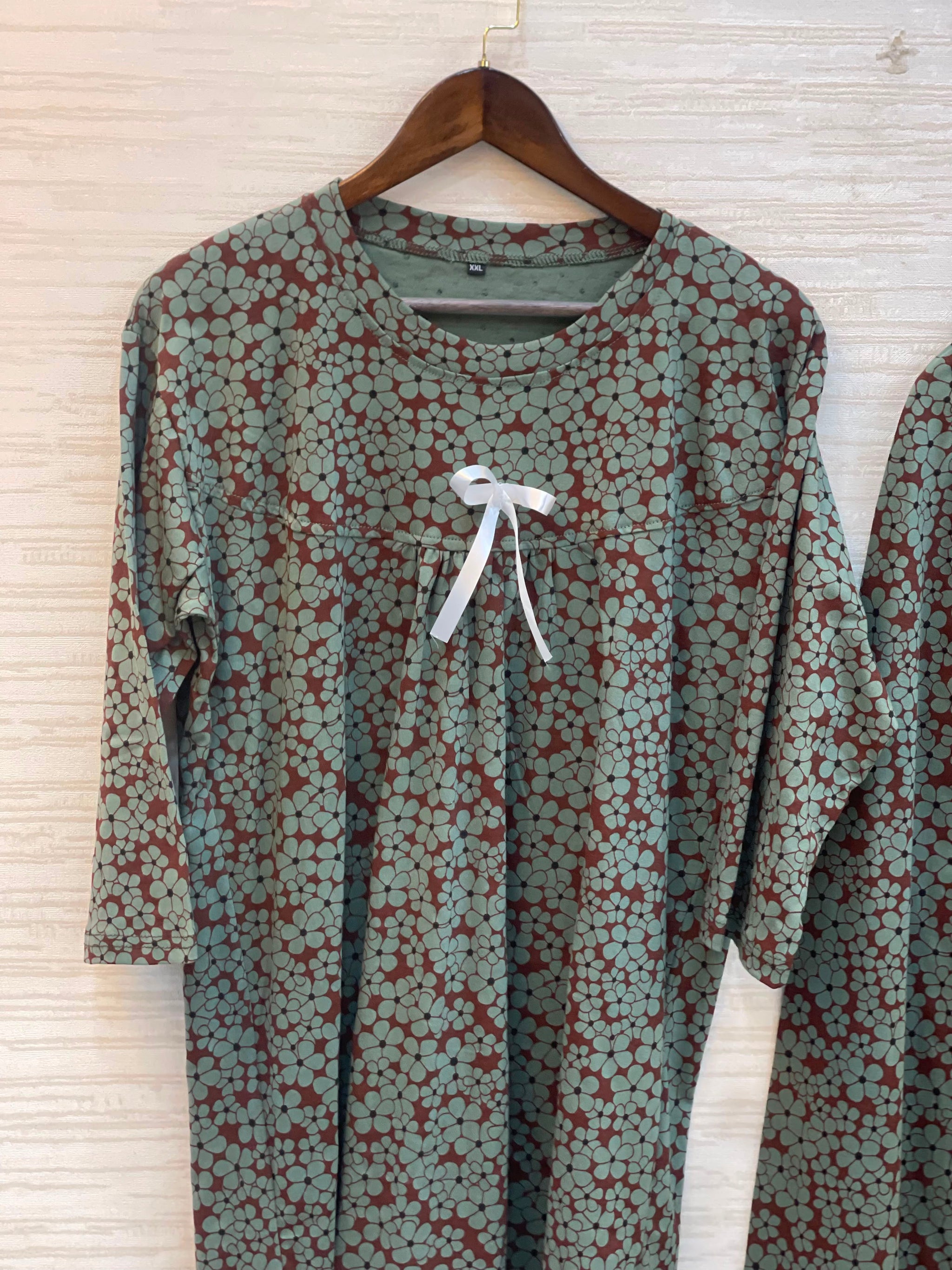1014 Korean Bow Night Wear - Mocha Brown