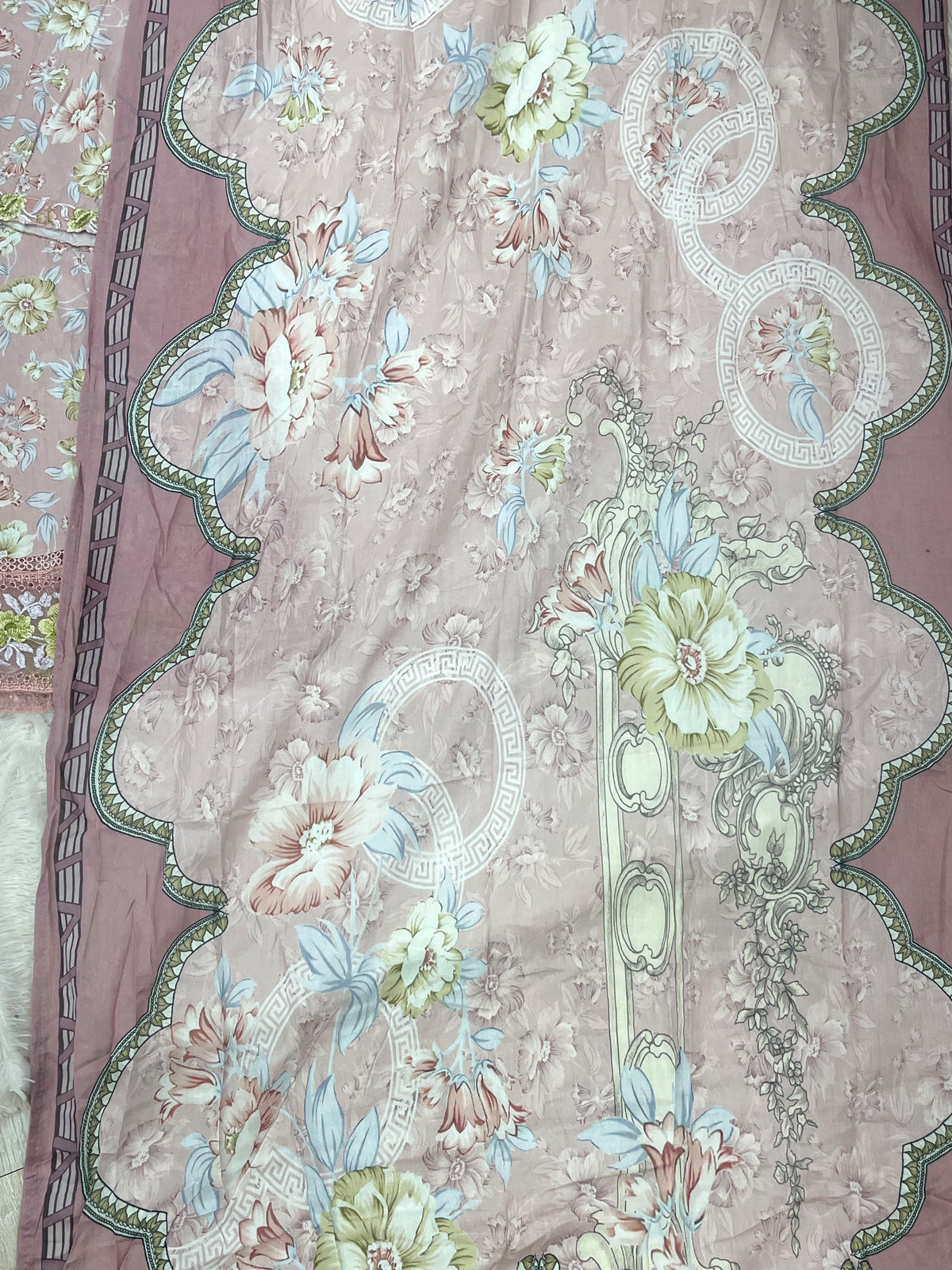 1441 Mausumery Foral Lawn Suit - Mauve Pink