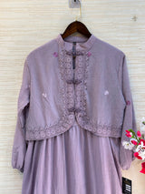 1208 Korean Jacket Gown Set - Lilac