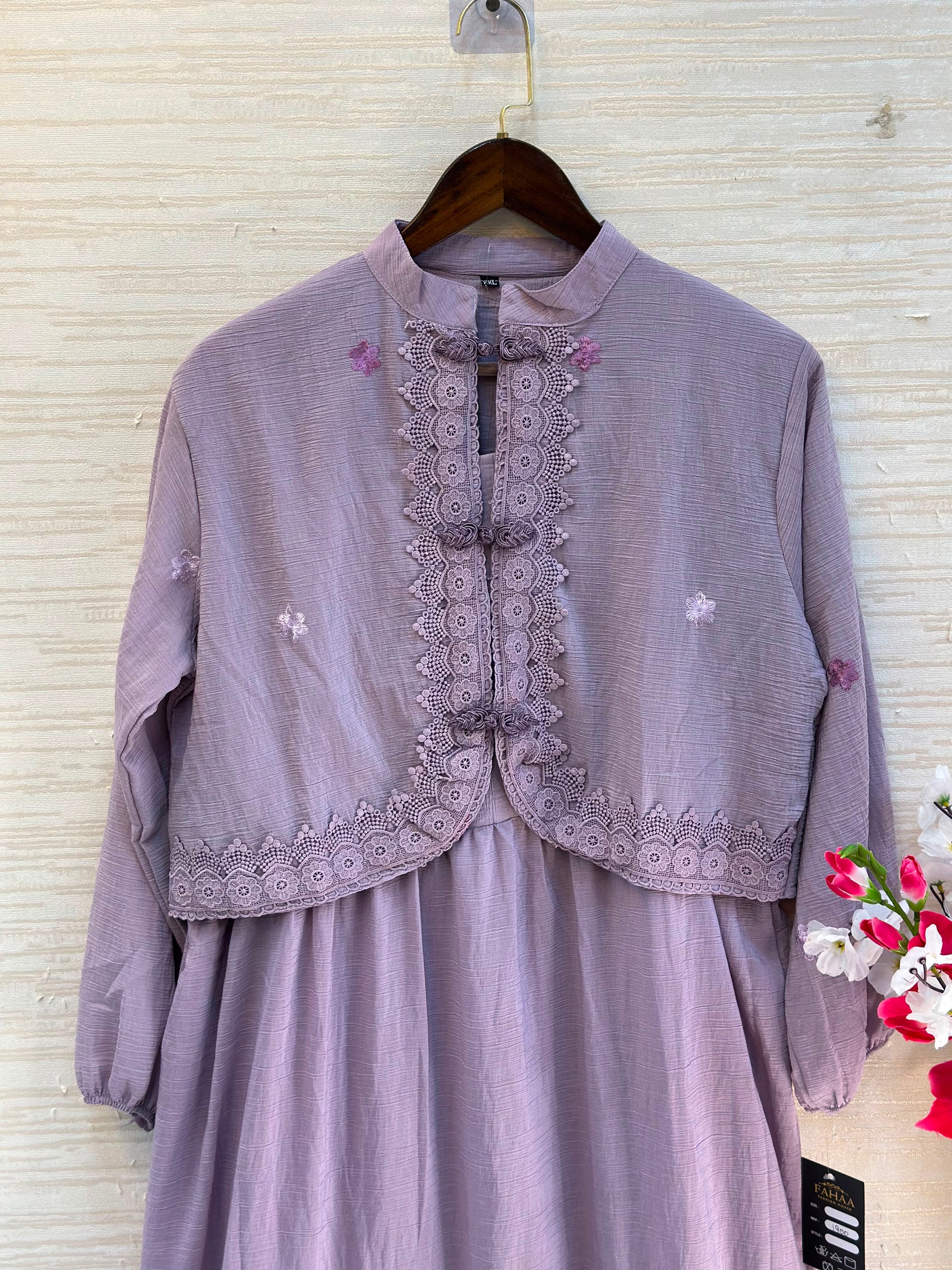 1208 Korean Jacket Gown Set - Lilac