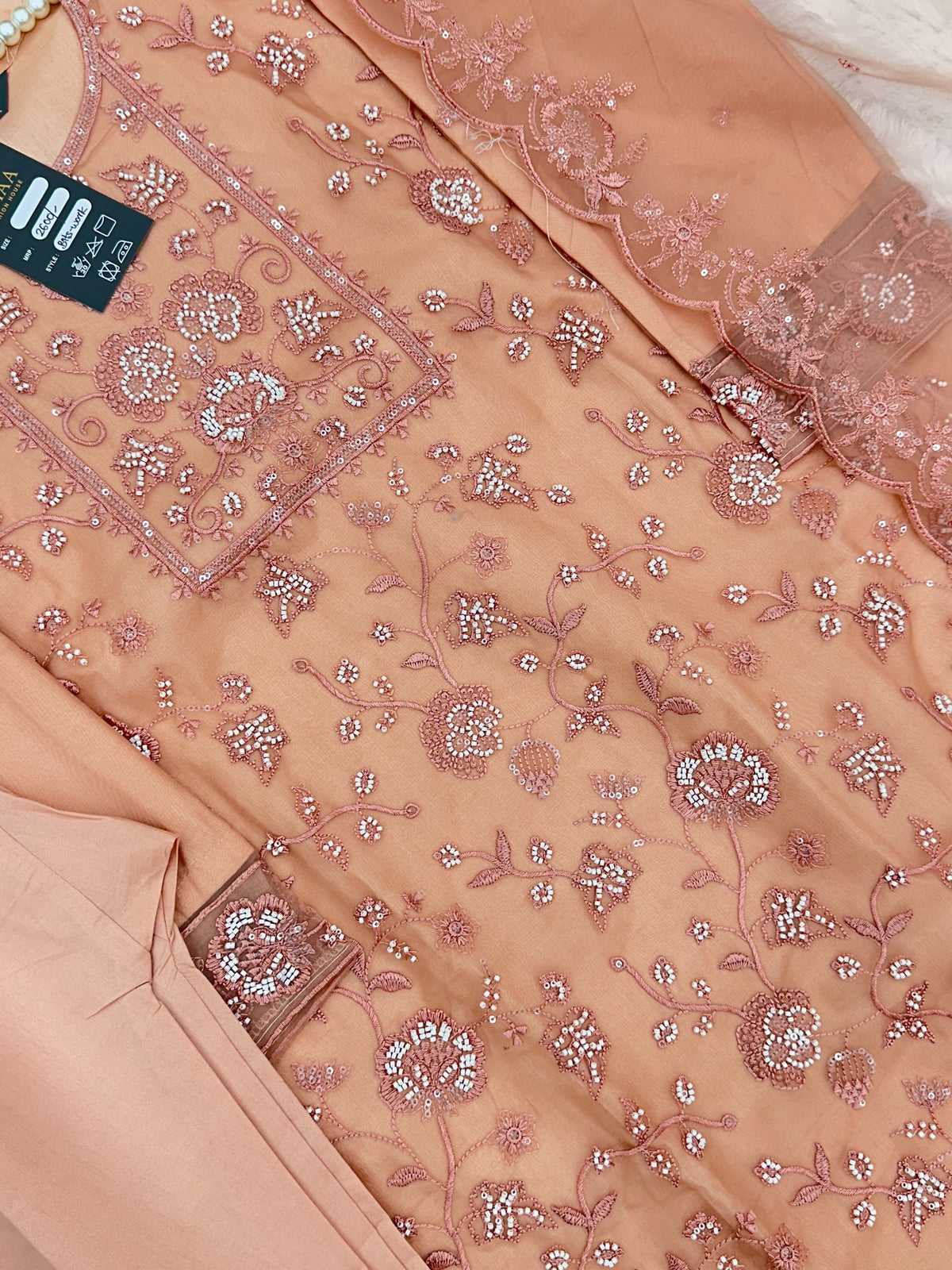 1432 Heavy Pakistani Partywear - Dusty Peach