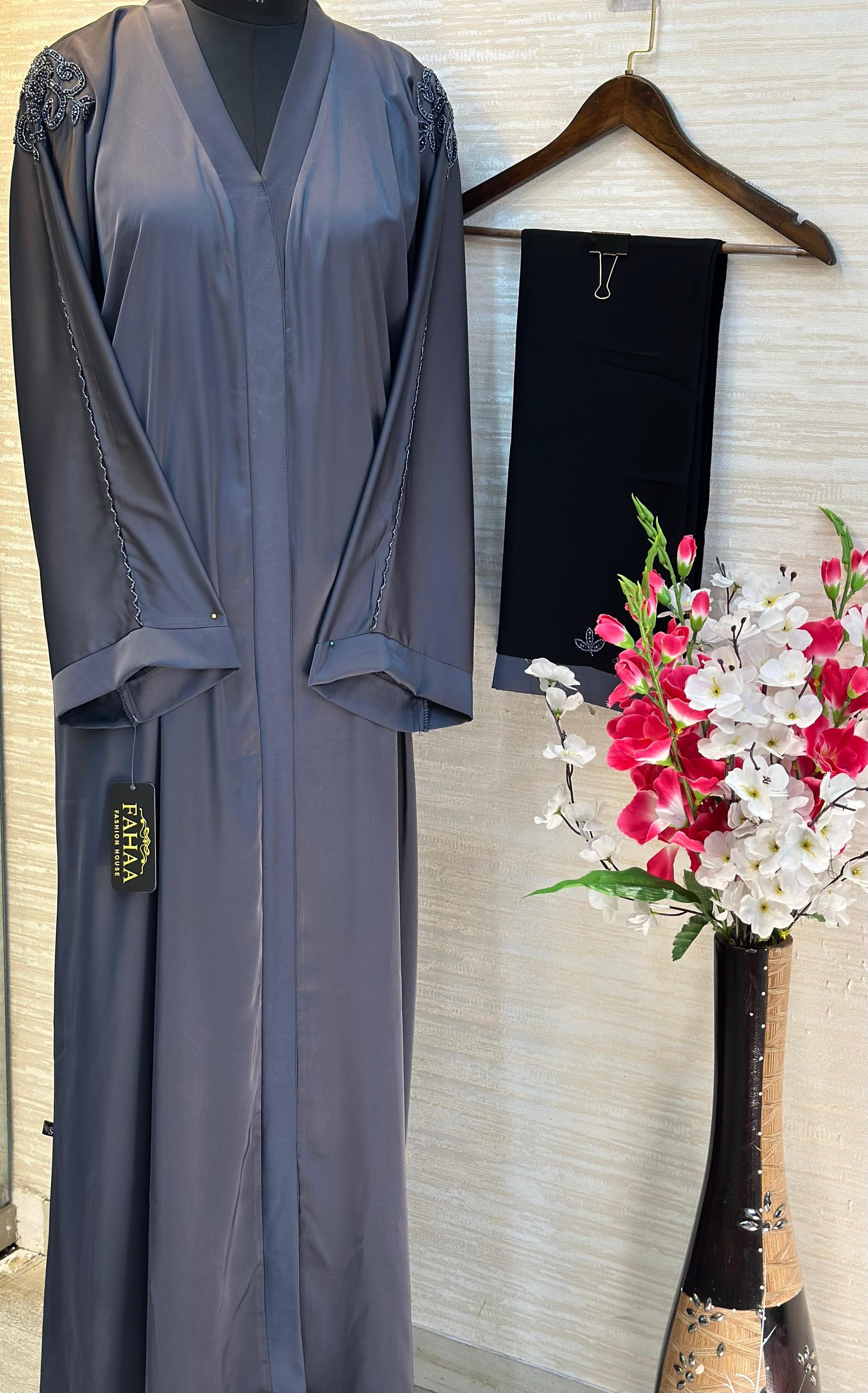 1114 The Premium Abaya - Slate Gray