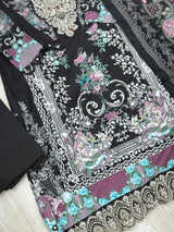 632 Premium Pakistani Lawn Suit - Black Floral