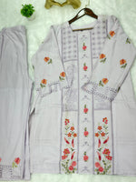 660 Premium Pakistani Lawn Cordset Set - Ash Lilac