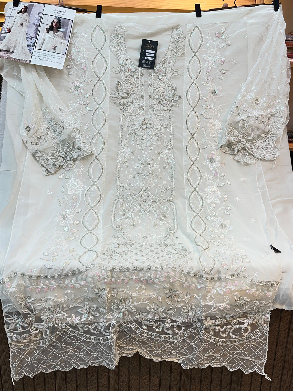1488 Pakistani Unstitched Party Wear - Cream