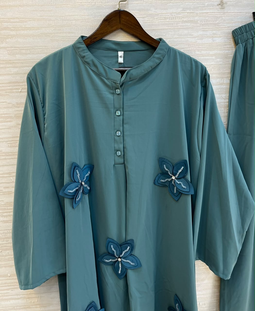 1202 Floral Patch Work Coord Set - Sage Green