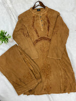 1391 Kashmiri Embroidered CoordSet - Camel Mustard
