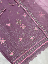 651 Pakistani Floral Party Wear Set - Dusty Grape