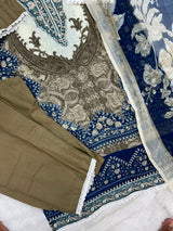 1212 Pakistani Lawn Suit - Olive