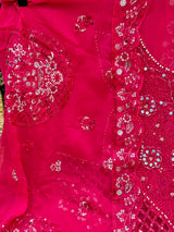 1442 Motifz Unstitched Partywear - Rani Pink
