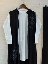 1191 Embroidered Shrug Coord Set -  Black