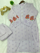659 Premium Pakistani Lawn Cordset Set - Ash Lilac