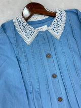 1389 Denim Embroidered Coord-Set - Sky blue
