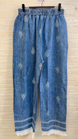 1189 Embroidered Denim Coordset - Mid Blue