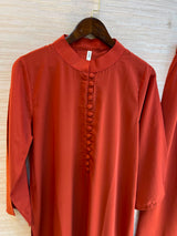 1062 Modest Mandarin Coord Set - Rusty Orange